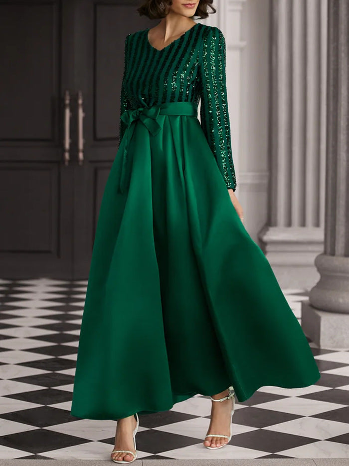 Damen Glamouröses Maxikleid mit Paillettenakzenten und schimmerndem Rock R&B