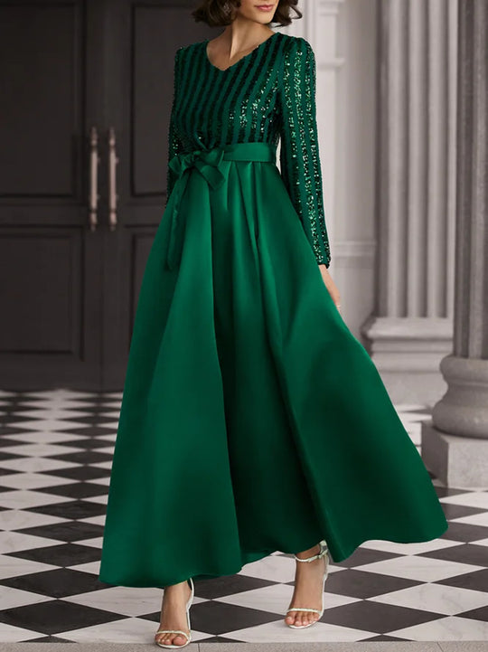 Damen Glamouröses Maxikleid mit Paillettenakzenten und schimmerndem Rock R&B