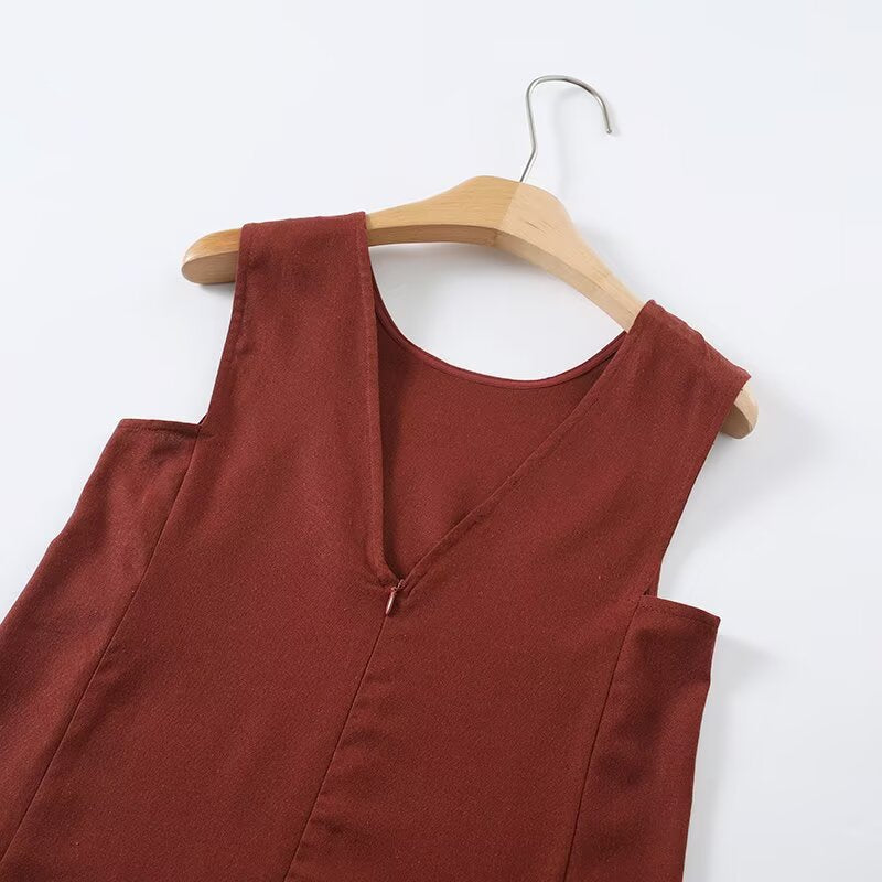 Damen Maxikleid mit elegantem V-Ausschnitt und fließendem Stoff R&B