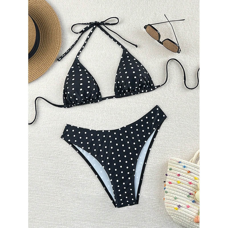 Damen Triangel-Bikini mit animalischem Muster und hohem Beinausschnitt R&B