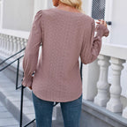 Damen Bluse mit elegantem Lochmuster und lässigem Schnitt R&B