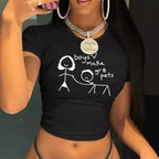 Damen Crop-T-Shirt mit kreativem Bärenmotiv und witzigem Spruch R&B