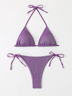 Damen Triangel-Bikini mit schimmerndem Rüschendesign R&B