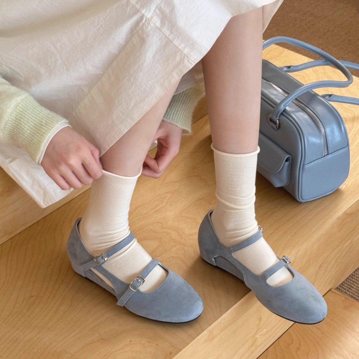 Damen elegante Mary Jane Ballerinas mit modischem Riemchen R&B