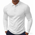 Herren langärmliges Polohemd aus atmungsaktiver Baumwolle mit stylischem Strukturdesign R&B