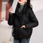 Damen Kurze Steppjacke mit Kapuze und praktischen Taschen R&B