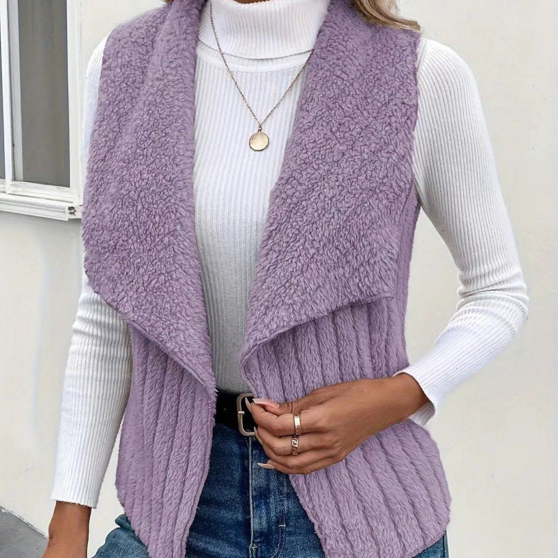 Damen Kuschelige Weste mit asymmetrischem Schnitt und hohem Kragen R&B