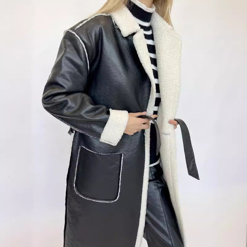 Damen hochwertiger Oversized-Mantel mit weichem Teddyfutter R&B
