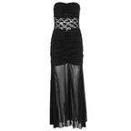 Damen Elegantes bodenlanges Kleid mit Spitzenakzenten R&B