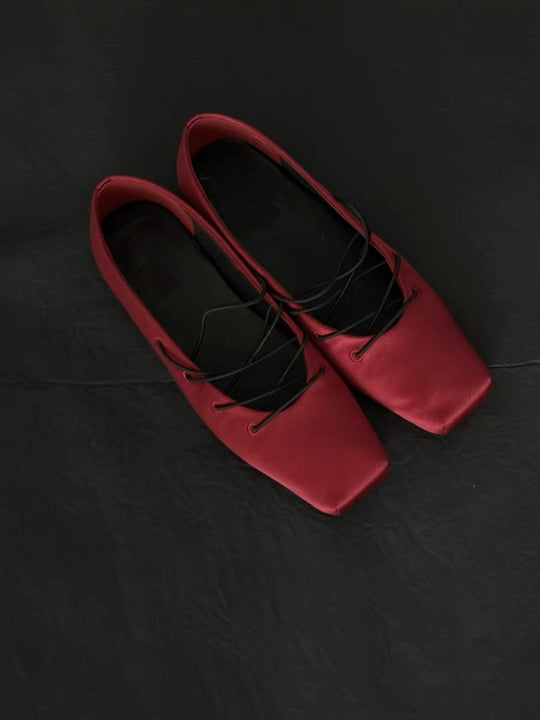 Damen Elegante Schnür-Ballerinas aus satinierter Textiloberfläche R&B