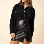 Damen weiche und strukturierte Cordjacke mit Taschen R&B