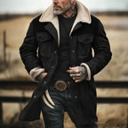 Herren Suede-Langjacke mit Teddy-Futter und praktischen Taschen R&B