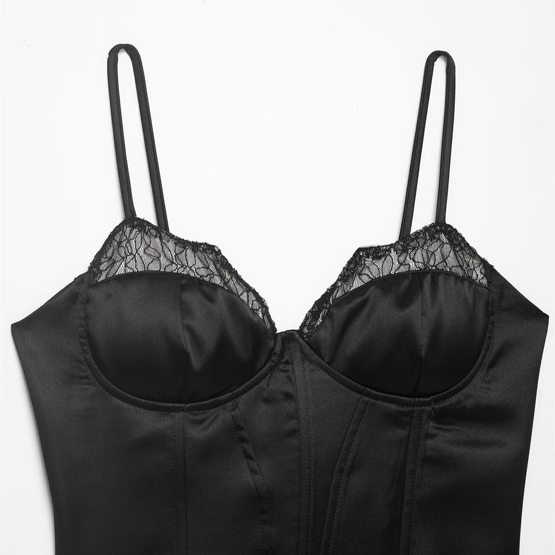Damen Korsett Top mit zartem Spitzenbesatz und raffiniertem Schnitt R&B