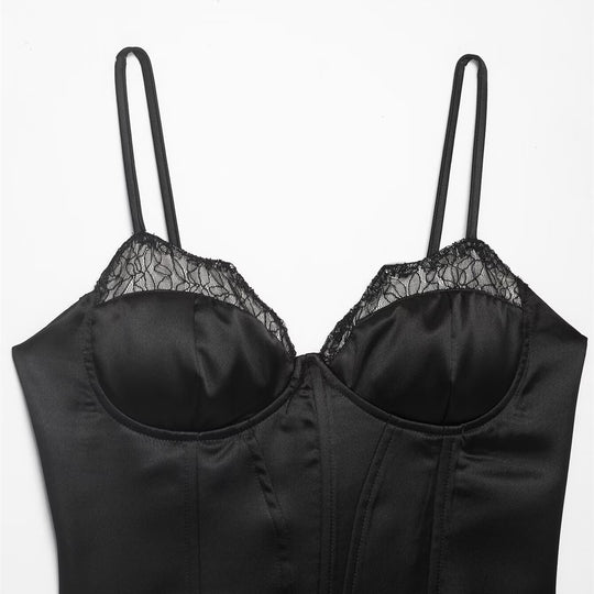 Damen Korsett Top mit zartem Spitzenbesatz und raffiniertem Schnitt R&B