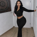 Damen Figurbetontes Lounge-Set mit langem Arm und weiten Hosen R&B