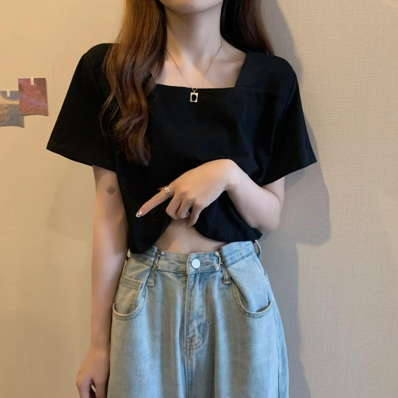 Damen Cropped T-Shirt mit modernen Details R&B