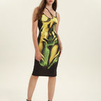 Damen Körperbetontes Kleid mit einzigartigem Grafikdesign R&B