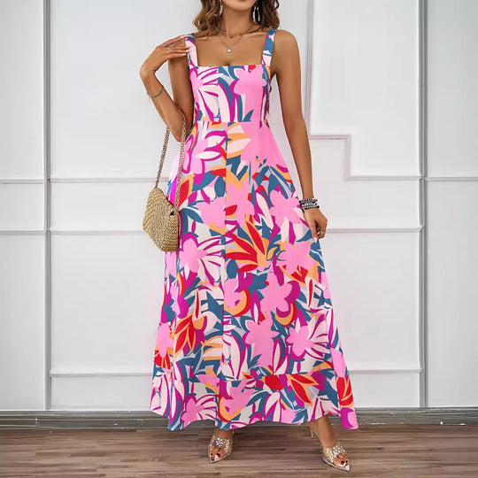 Damen Maxikleid mit modernem Blumendesign und schmeichelnder Silhouette R&B