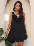 Damen luftiges Häkelkleid mit Fransen R&B