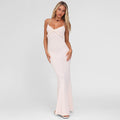 Damen elegantes Maxikleid mit Blütenapplikationen R&B