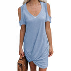 Damen Wickelkleid mit lässigem V-Ausschnitt und cut-out Ärmeln