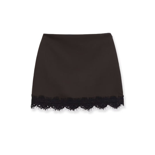 Damen eleganter Rock mit Spitzenbesatz und strukturiertem Gewebe R&B