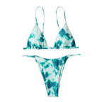 Damen Triangel-Bikini mit modischem Batikdesign