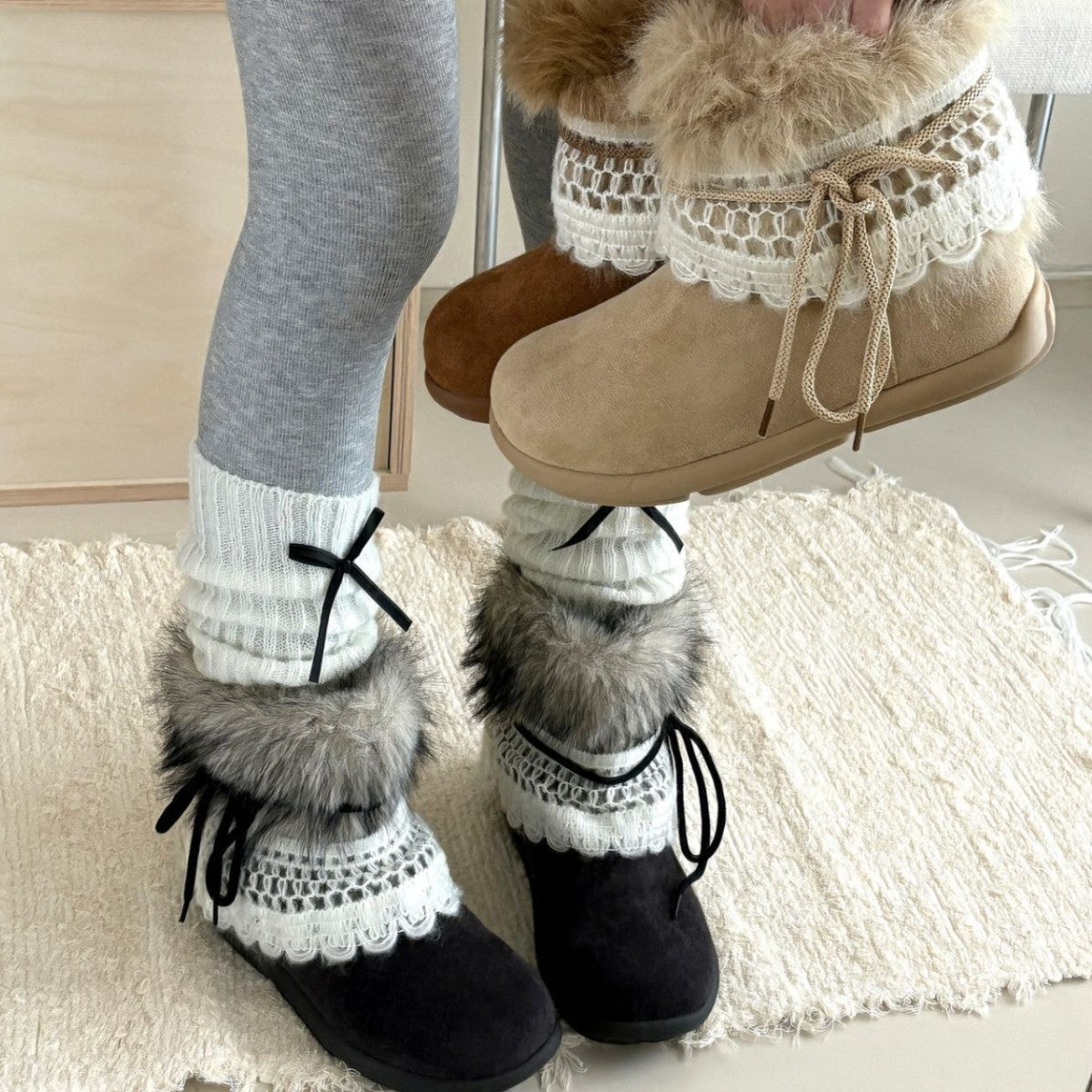 Damen Modische Winterstiefel mit kuscheligem Innenfutter und dekorativen Details
