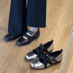 Damen elegante Ballerinas mit R&Brnem Riemchen-Design R&B