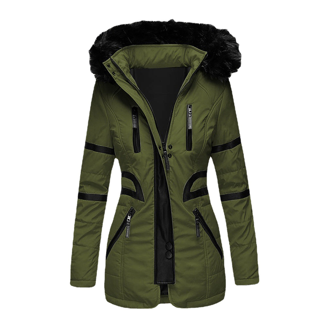 Damen isolierte Parkajacke mit abnehmbarem Kunstfellkragen und vielseitigen Taschen R&B
