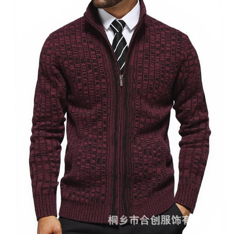Herren strukturierte Strickjacke mit eleganter Zip-Front R&B