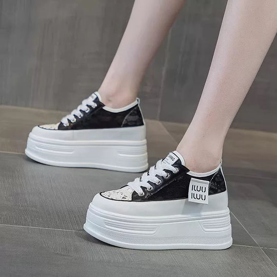 Damen Chunky Plateausneaker mit atmungsaktiver Mesh-Oberfläche und modischer Schnürung R&B