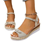 Damen Wedge-Sandalen mit elastischem Riemen und modischem Schleifen-Detail R&B