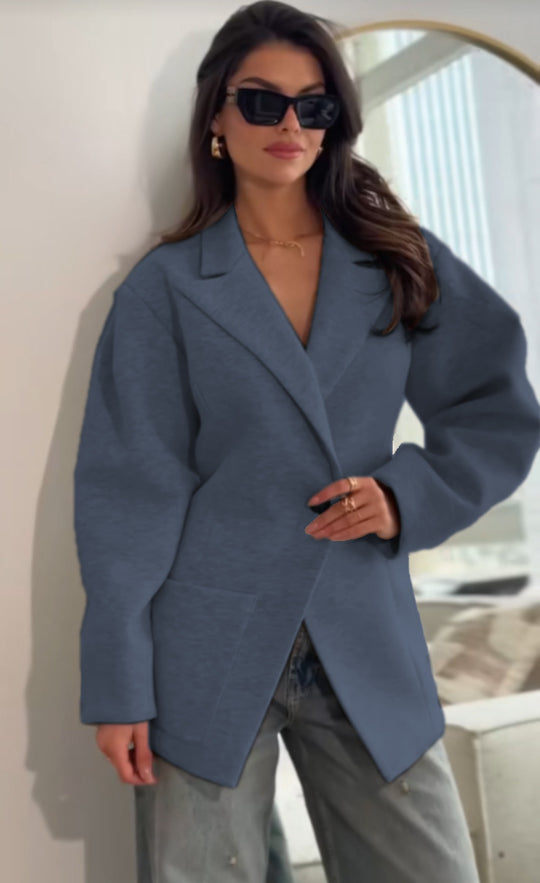 Damen Oversize Blazerjacke mit elegantem Schnitt und voluminösen Ärmeln R&B