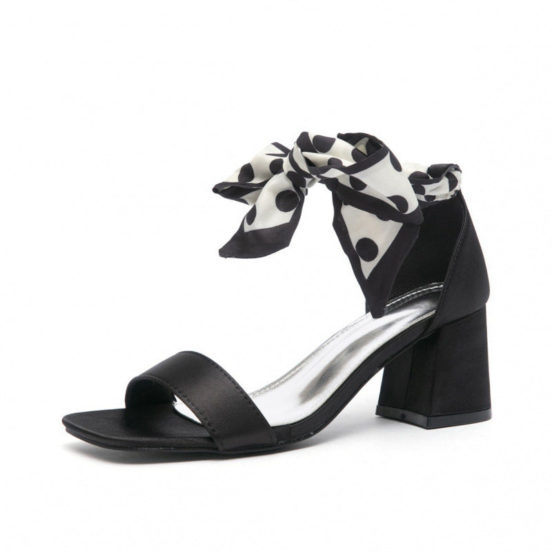 Damen elegante Sandalen mit modischer Schleifenverzierung und komfortablem Blockabsatz R&B