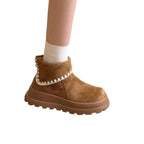 Damen Stiefeletten aus weichem Wildleder mit Dekorativem Rippensaum R&B