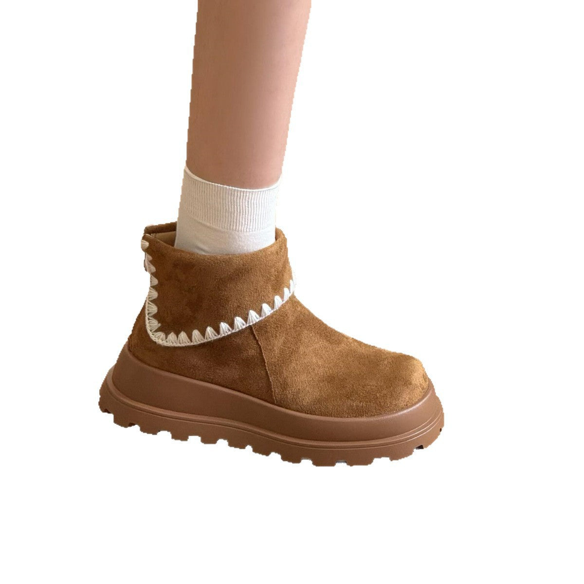 Damen Stiefeletten aus weichem Wildleder mit Dekorativem Rippensaum R&B