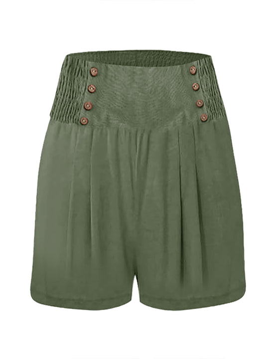 Damen elegante Shorts mit hohem Bund und Knopfdetail R&B