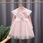 Mädchen Festkleid mit Rüschenärmel und Glitzerdetails R&B