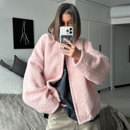 Damen Kuschelige Fleecejacke mit Taschen und elastischem Saum R&B