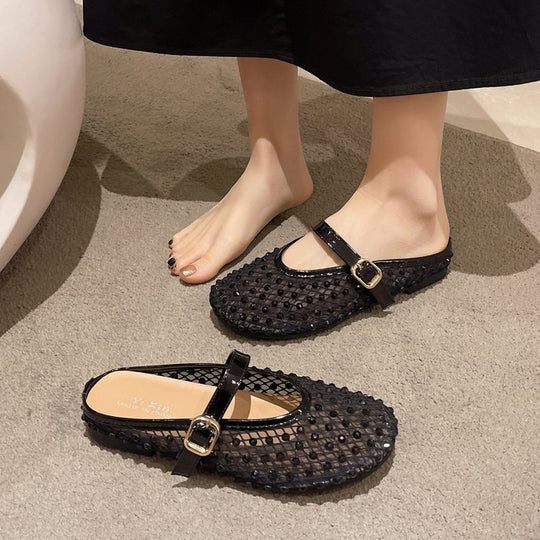Damen Modische Ballerinas mit Netzdesign und Dekorativen Riemchen R&B