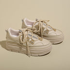 Damen Sportliche Plattform Sneakers mit glitzernden Akzenten R&B