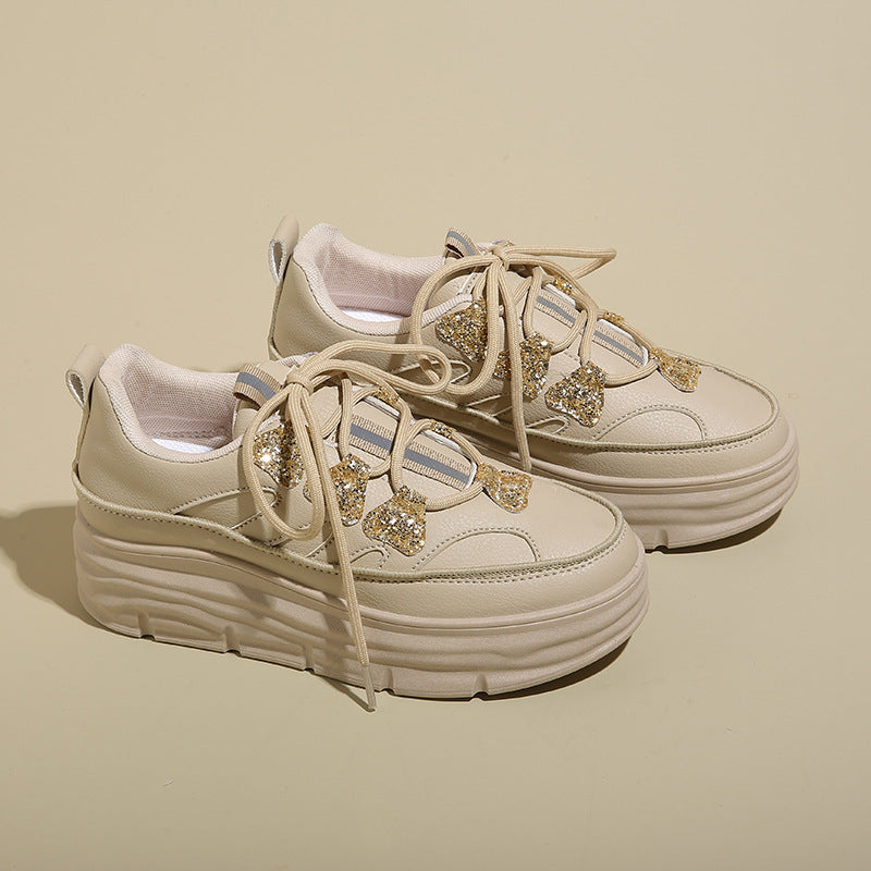Damen Sportliche Plattform Sneakers mit glitzernden Akzenten R&B