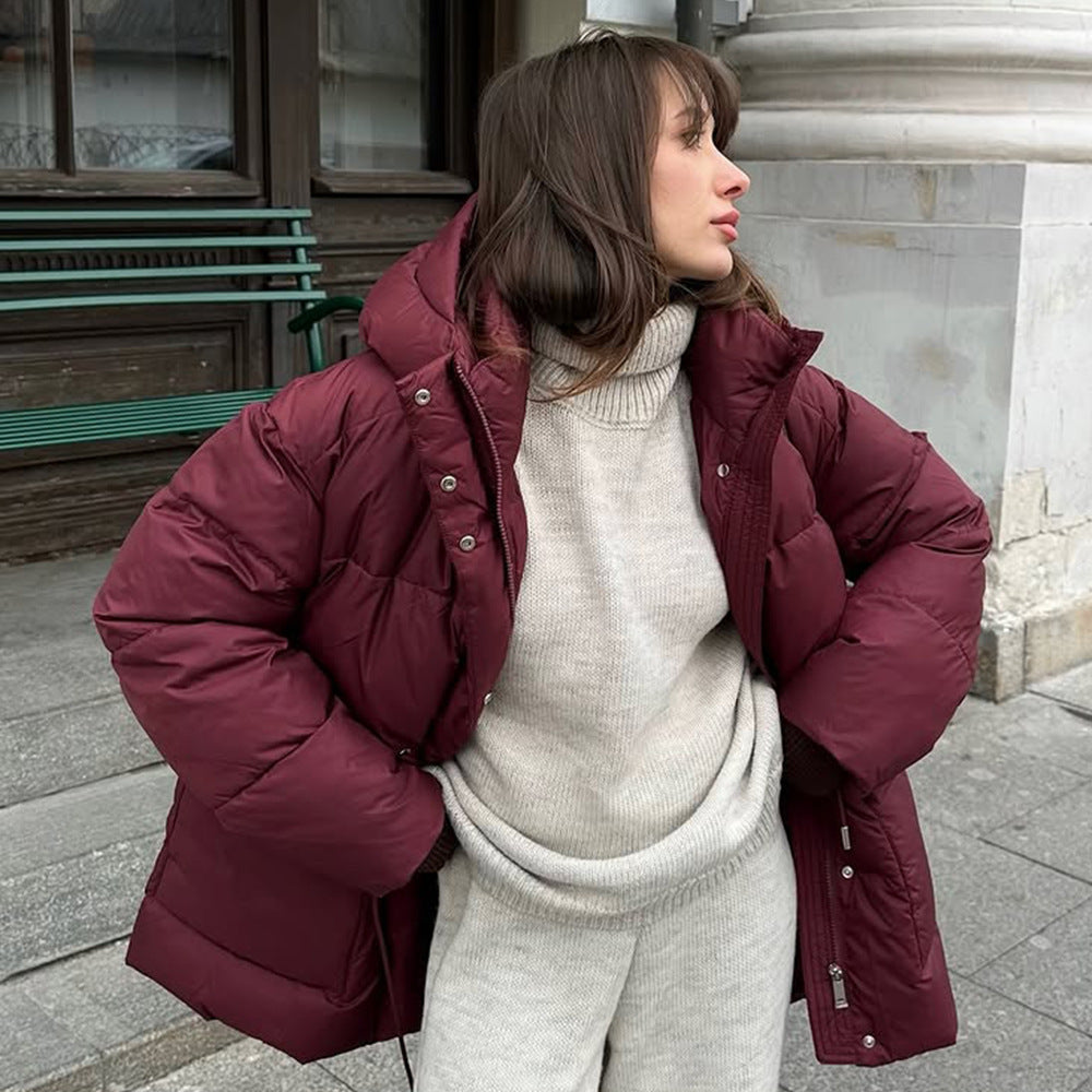 Damen modischer, gefütterter Wintermantel mit verstellbarem Gürtel R&B