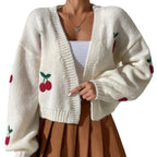 Damen Strickjacke mit floralem Stickdesign R&B
