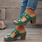 Damen Clogs mit modischer Applikation und stabiler Absatzhöhe R&B