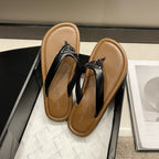 Damen Elegante Flip-Flops mit dekorativem Riemendesign und rutschfester Sohle EB
