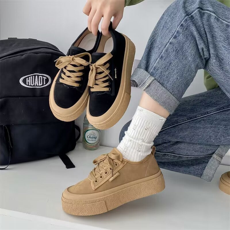 Damen Komfortable Sneakers mit dicker Gummisohle und weichem Wildlederobermaterial R&B
