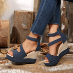 Damen Wedge-Sandaletten mit modischem Riemendesign und anatomischem Fußbett R&B