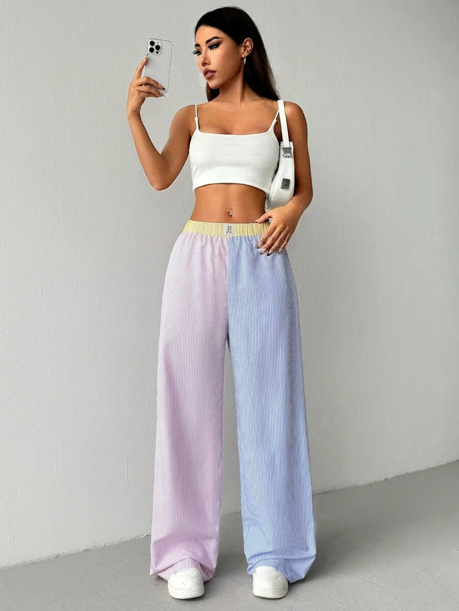 Damen weite Sweatpants mit gestreiftem Design und elastischem Bund R&B